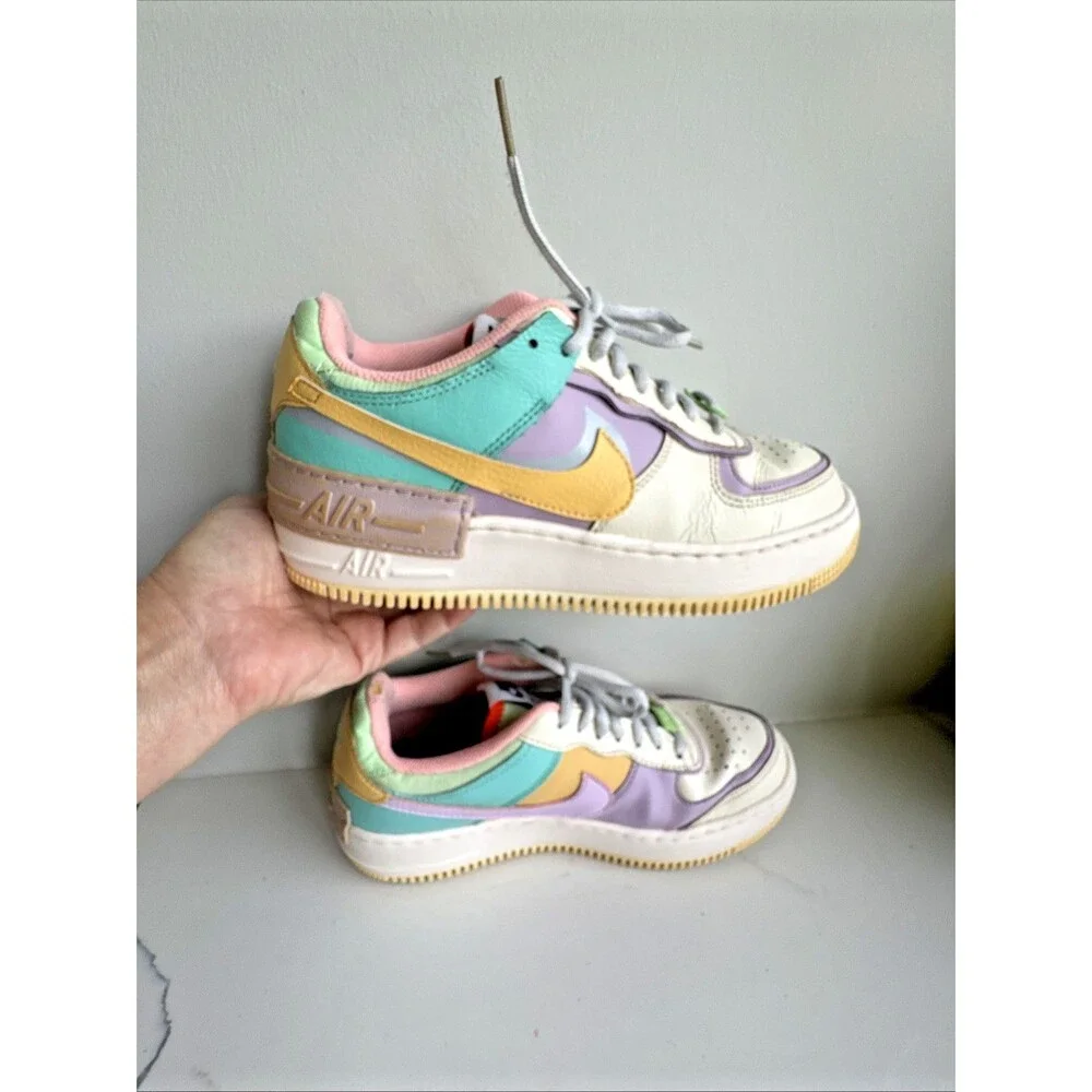 Nike Air Force 1 Shadow Women's Size 7.5 White Pink Mint Multi Color Sneakers